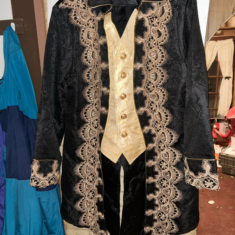 Source Unknown Black and Gold Embroidered Utility Jacket
